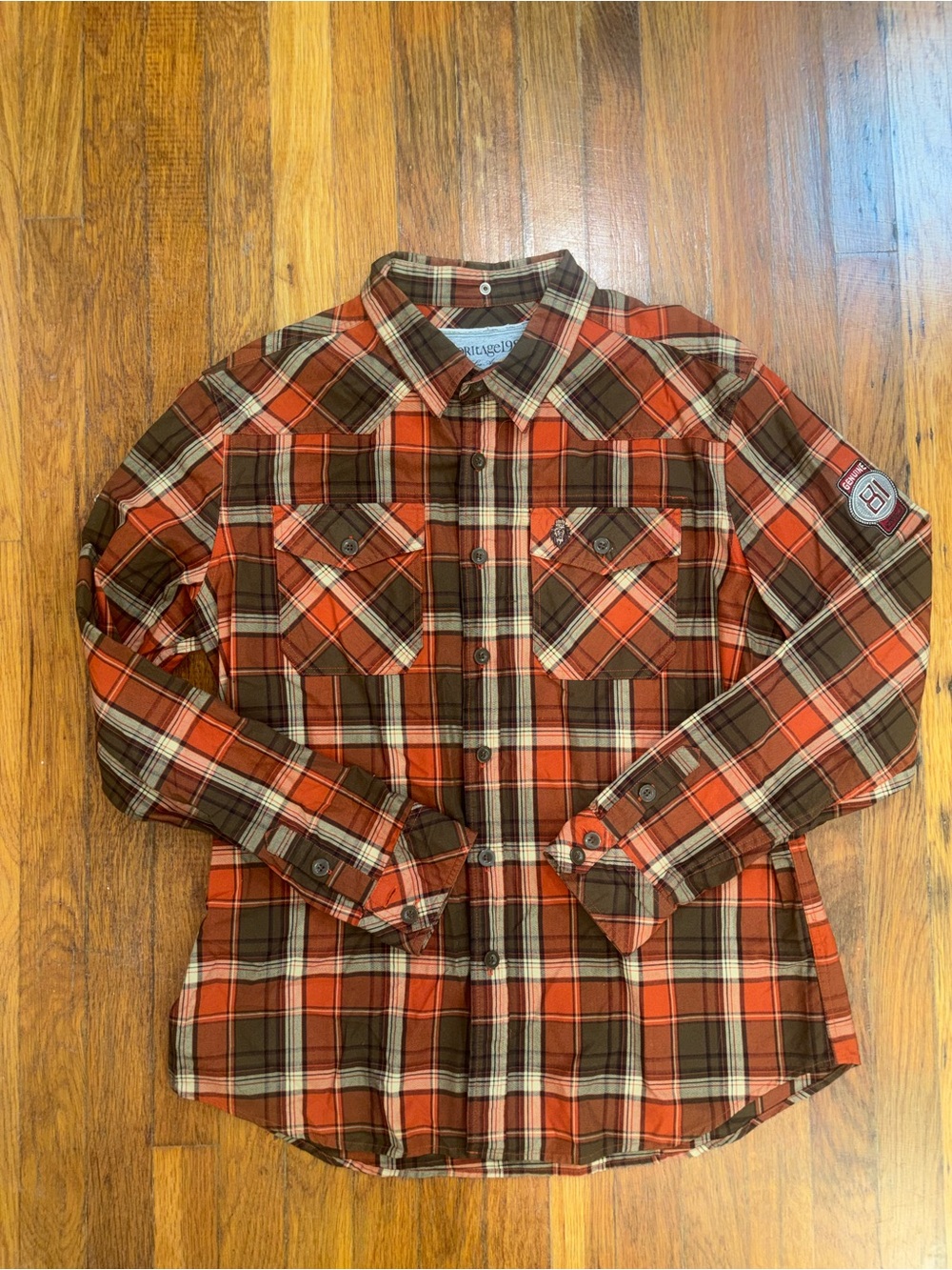 Heritage 1981 Plaid Shirt in Orange, Brown & Cream
